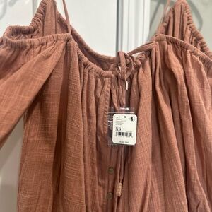 NWT Free People Blush/Rust Off-Shoulder Blouse